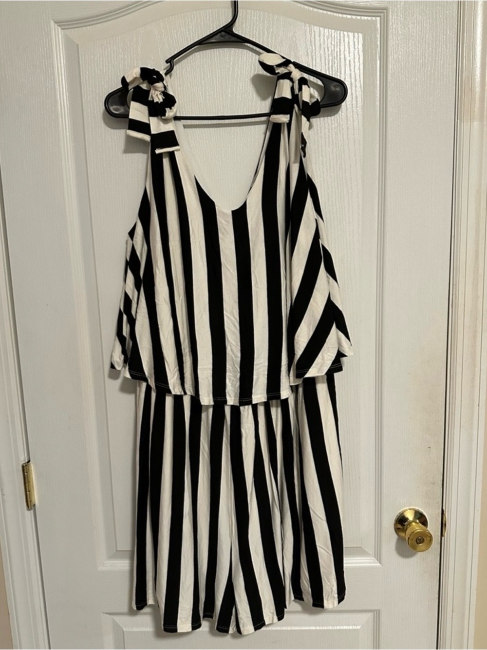 White Birch Black White Stripe Romper 3X Sleeveless Stretch Soft Cute NWOT